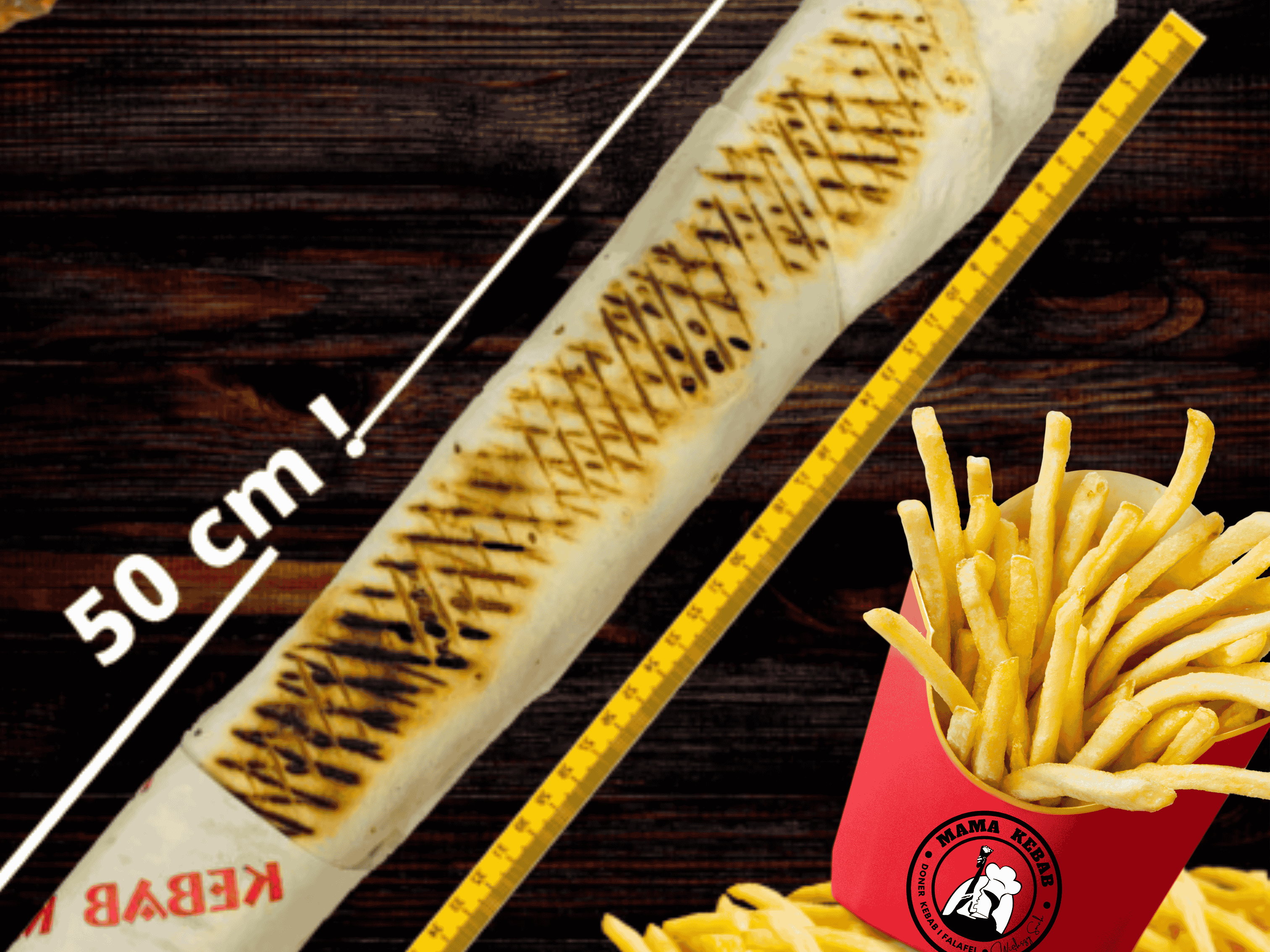 No.A3-Mama Kebab Premium- 50cm! +fries