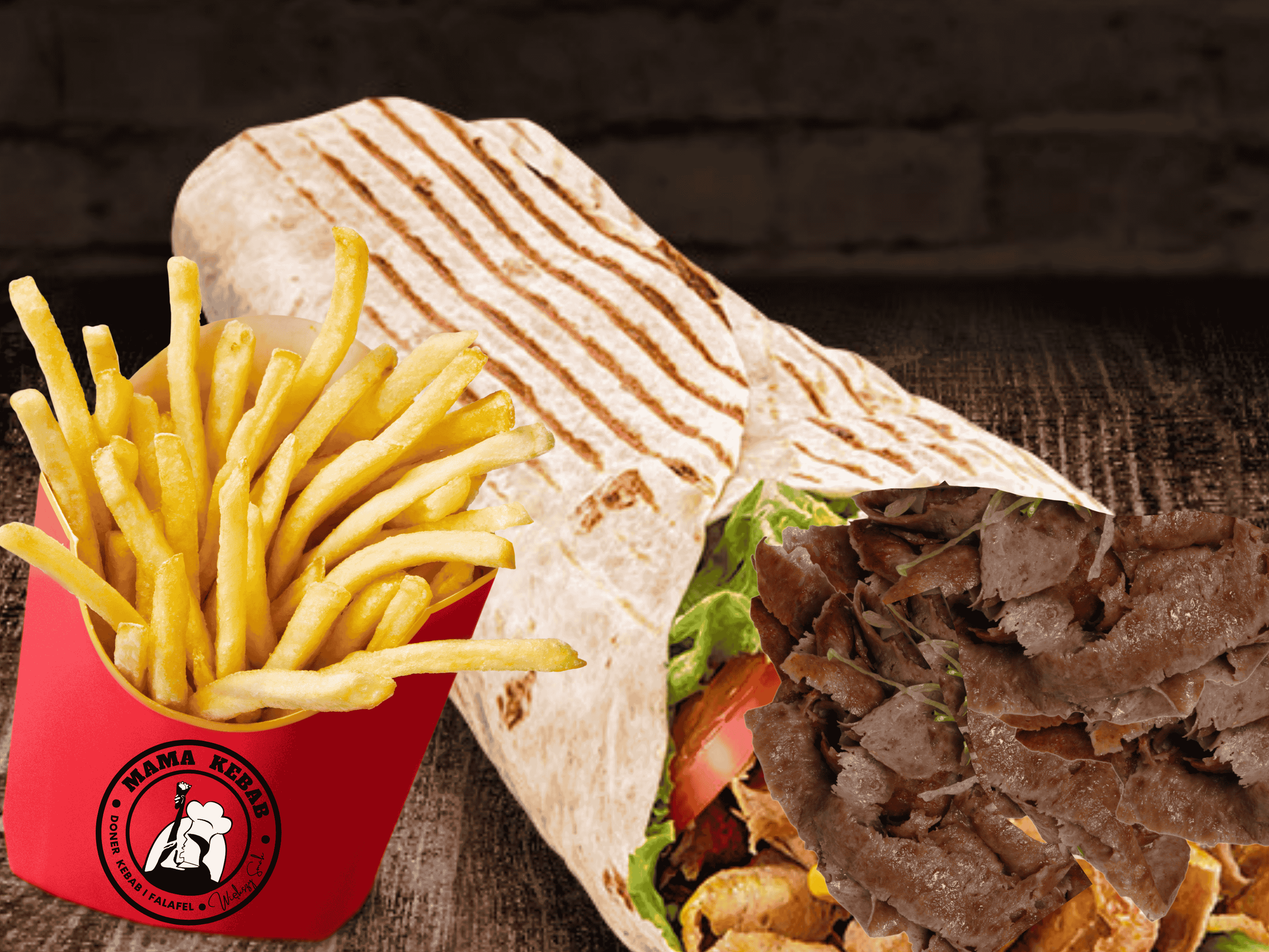 No.A1-Rollo Kebab Tortilla+fries