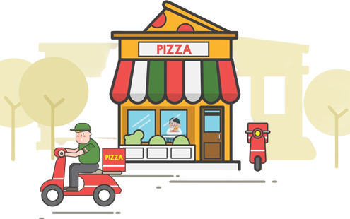 Ilustracja – pizzeria z dostawą