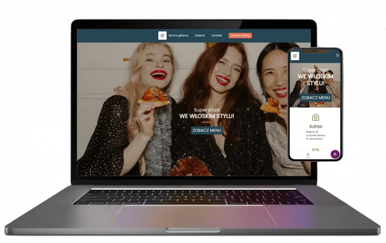 Zamówienia online na stronie restauracji Fodimi – laptop i telefon